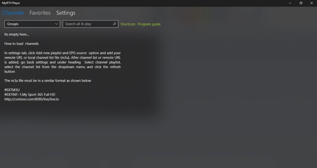 MyIPTV Player setup screenshot step 1 for Dream 4K IPTV device, app, sport or regional guidance