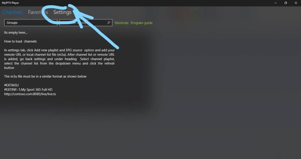 MyIPTV Player setup screenshot step 2 for Dream 4K IPTV device, app, sport or regional guidance