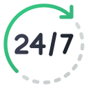 24-hour customer support service icon for Dream 4K IPTV device, app, sport or regional guidance