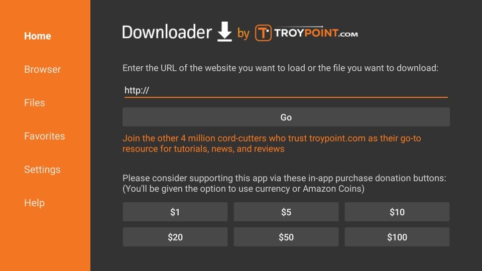 IPTV Smarters installation screenshot step 2 for Fire TV for Dream 4K IPTV device, app, sport or regional guidance