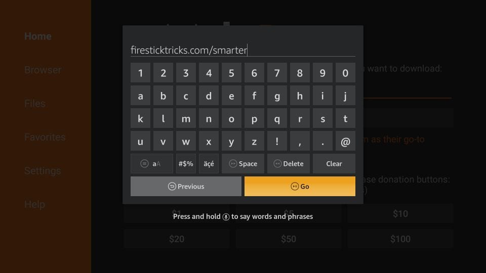 IPTV Smarters installation screenshot step 3 for Fire TV for Dream 4K IPTV device, app, sport or regional guidance