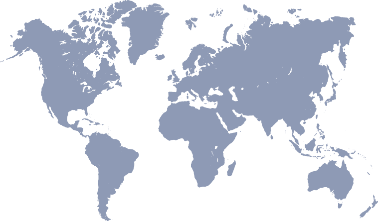 Blue world-map silhouette on a dark background